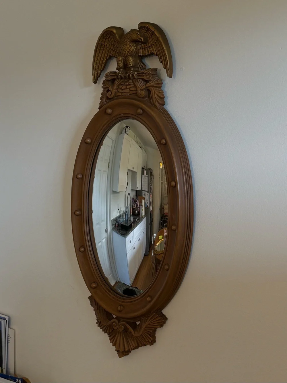 Vintage convex Burwood federal Ornate Eagle Oval Wall Mirror